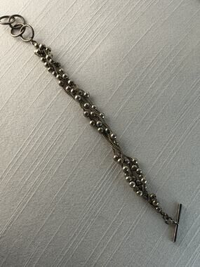 Vintage Sterling Silver 925 DNA Helix Peppercorn Toggle Bracelet